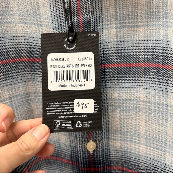 BARBOUR Kickstart Long Sleeve Plaid Pale Sky Shirt - Picture 9 of 11
